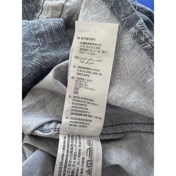 Hollister Mens Medium Blue Pattern Button Front Long Sleeve Cotton Shirt - Picture 4 of 8